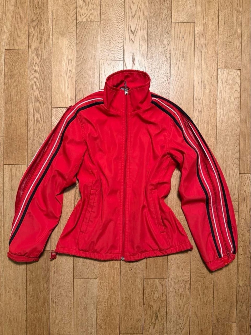 Y2K Moto Boulevard Red Racing Track Jacket 2000s Sporty Streetwear Euro